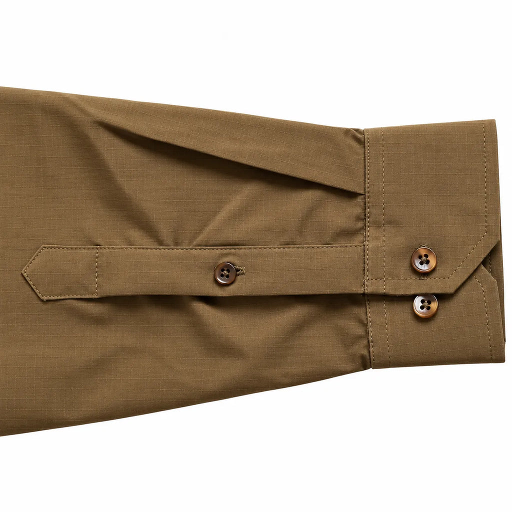 Men’s Olive Brown Textured Full-Sleeve Shirt