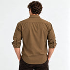 Men’s Olive Brown Textured Full-Sleeve Shirt