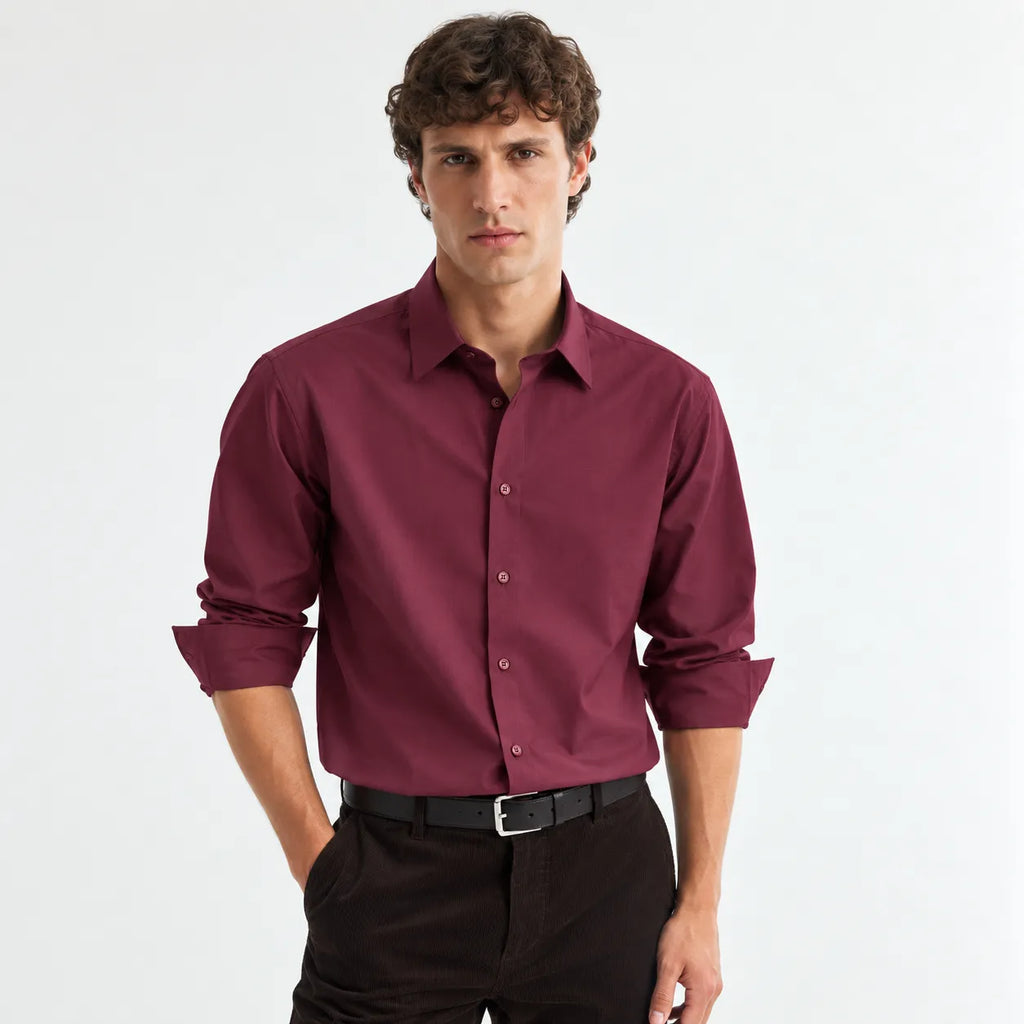 Men’s Maroon Japanese Fabric Full-Sleeve Shirt