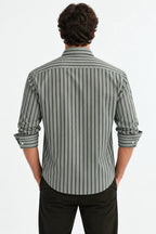 Dark Green Striped Modern Fit Shirt