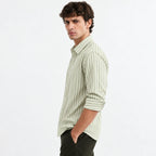 Sage Green Striped Modern Fit Shirt