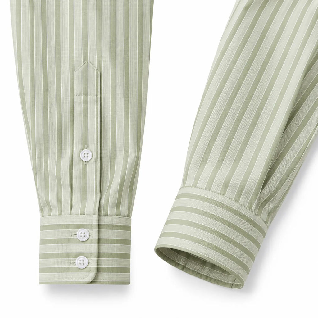 Sage Green Striped Modern Fit Shirt