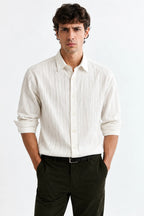 Men’s White Textured Full-Sleeve Shirt