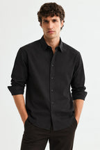 Men’s Black Japanese Fabric Full-Sleeve Shirt