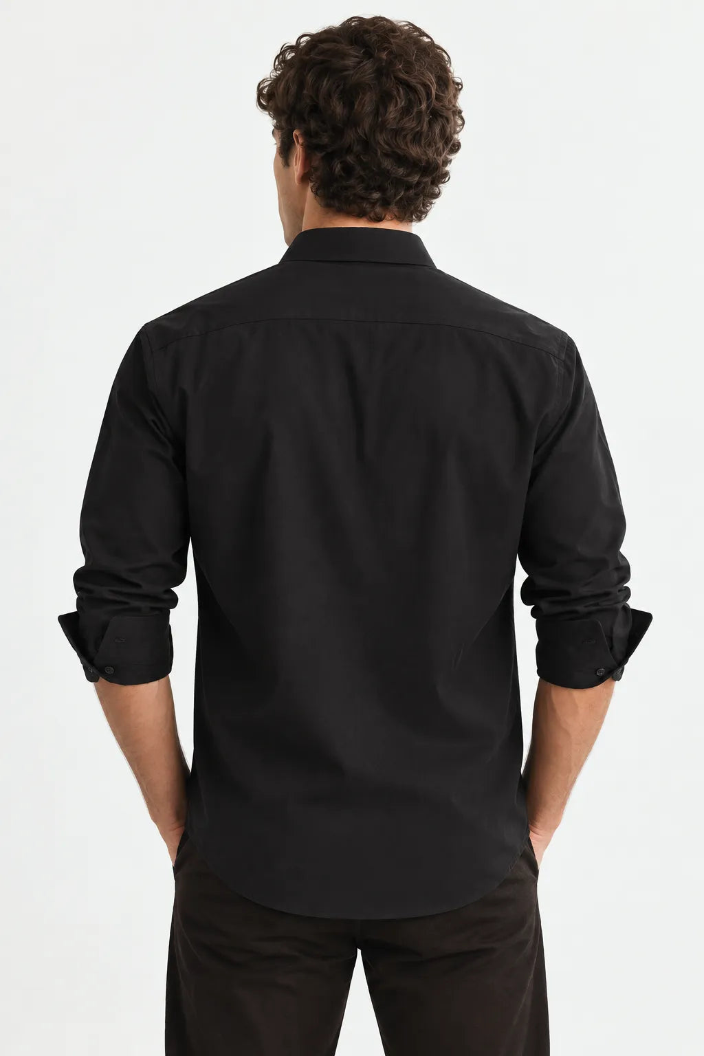 Men’s Black Japanese Fabric Full-Sleeve Shirt