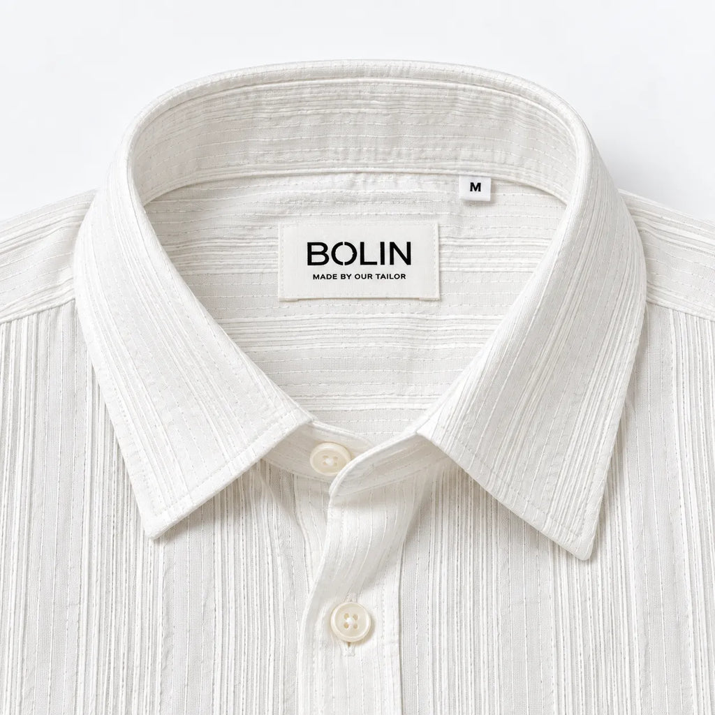 Men’s White Textured Full-Sleeve Shirt