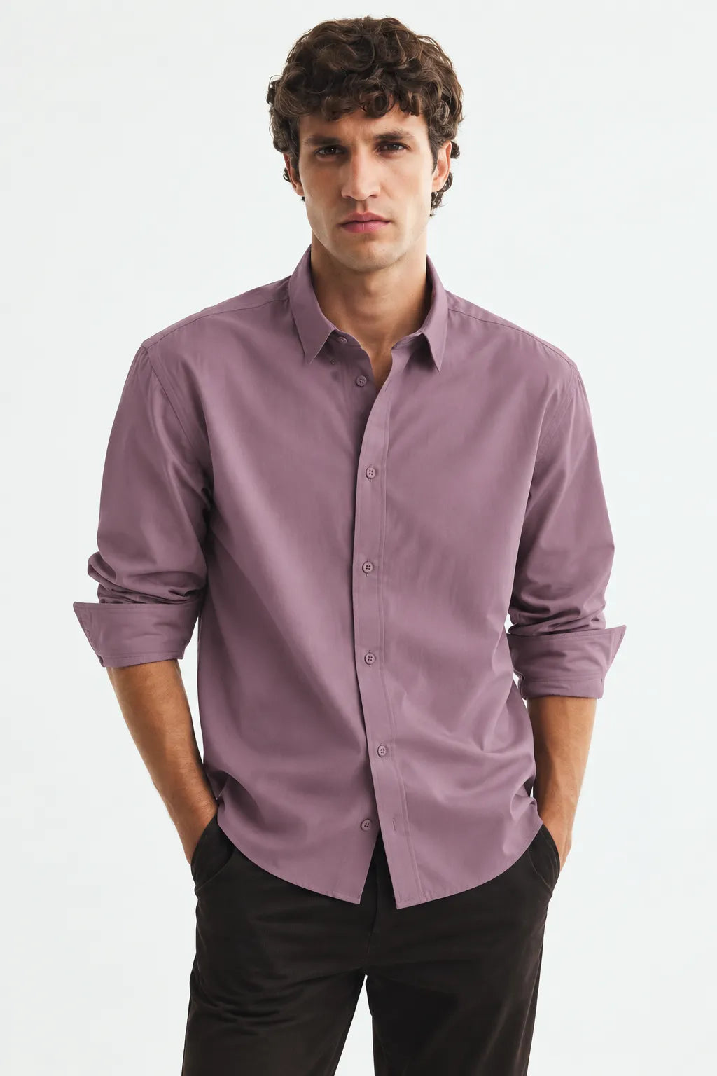 Men’s Mauve Pink Japanese Fabric Full-Sleeve Shirt