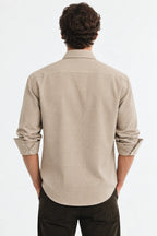 Beige Textured Modern Fit Shirt