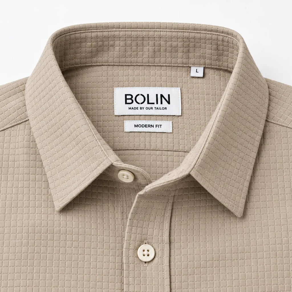 Beige Textured Modern Fit Shirt