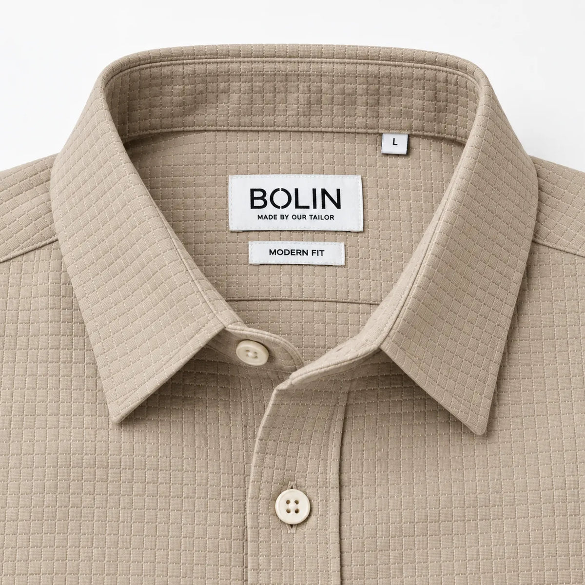 Beige Textured Modern Fit Shirt