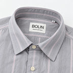 Grey Textured Striped Modern Fit Shirt