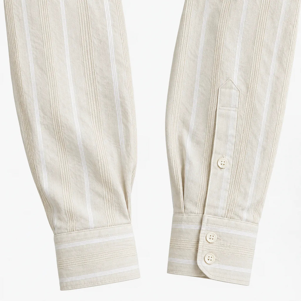Cream Striped Modern Fit Shirt