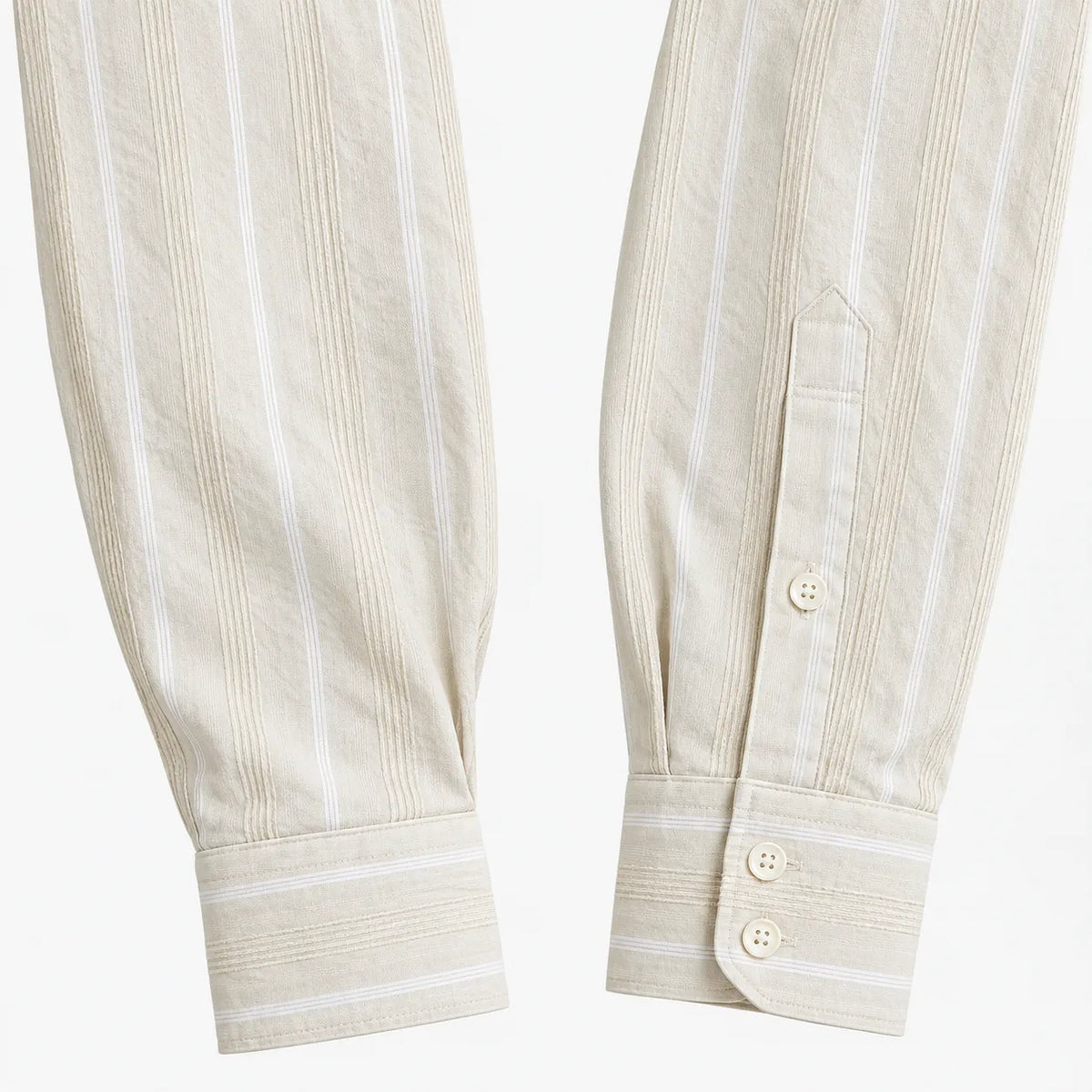 Cream Striped Modern Fit Shirt