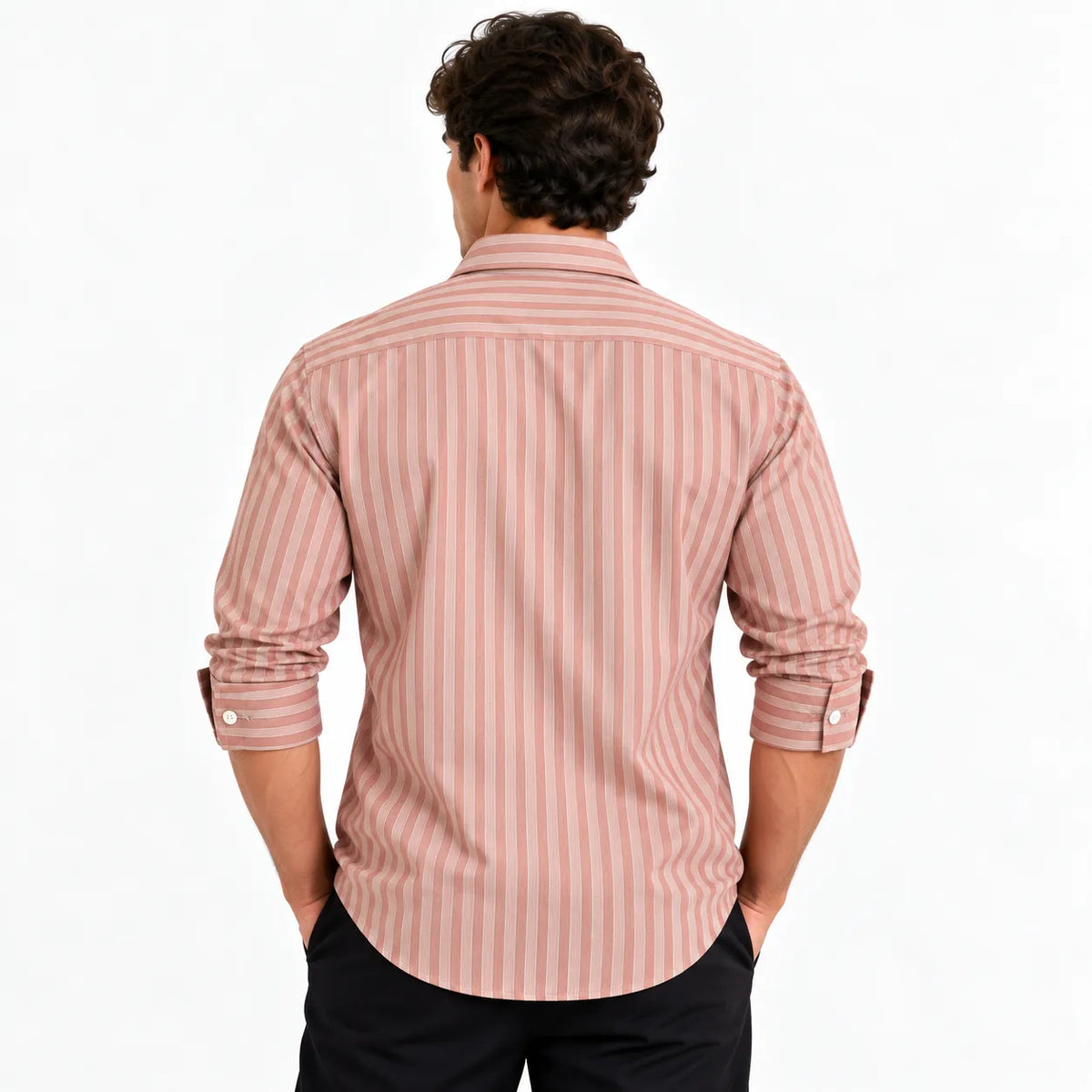 Dusty Pink Striped Modern Fit Shirt