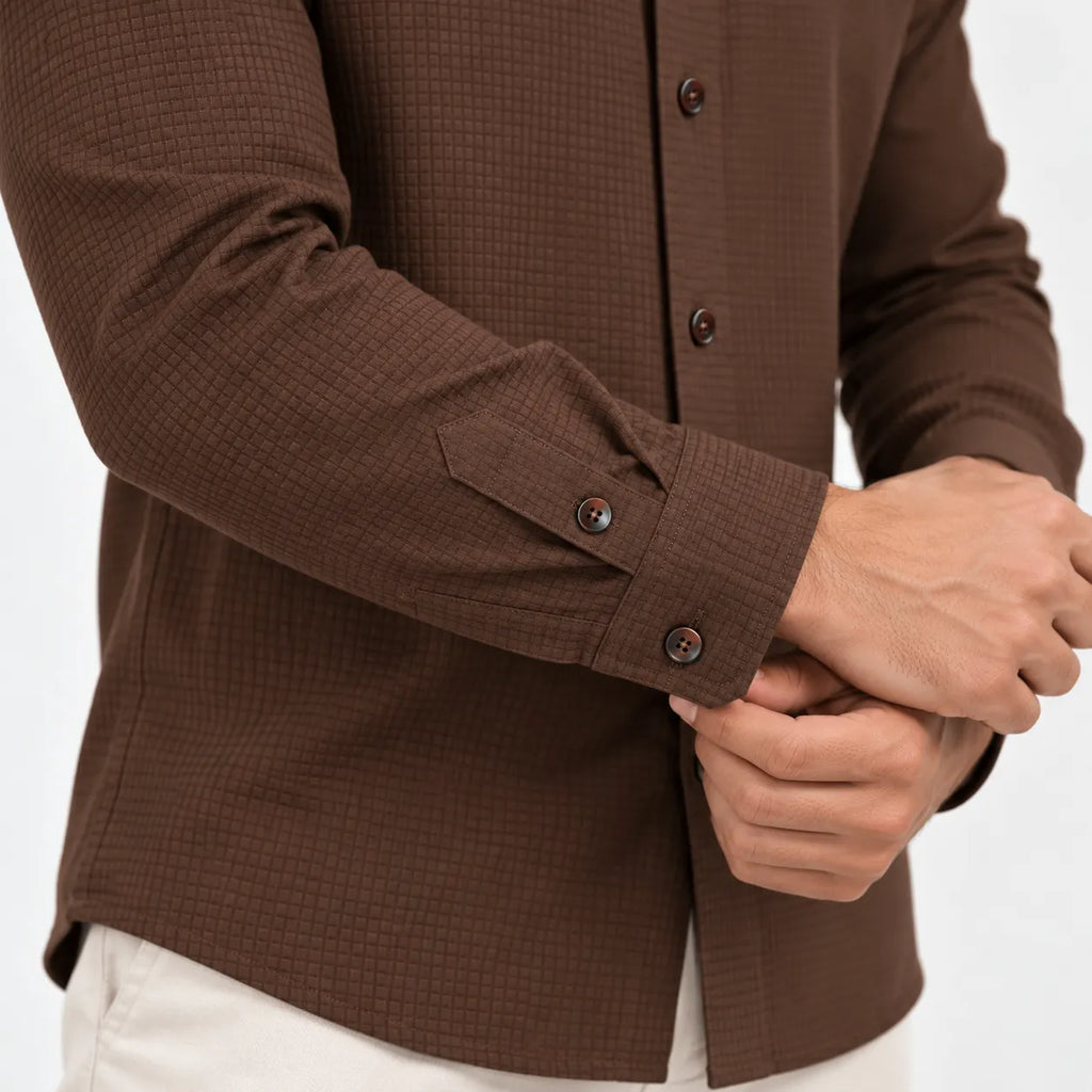 Brown Textured Modern Fit Shirt