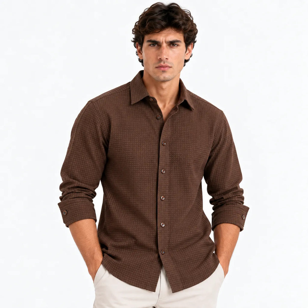 Brown Textured Modern Fit Shirt