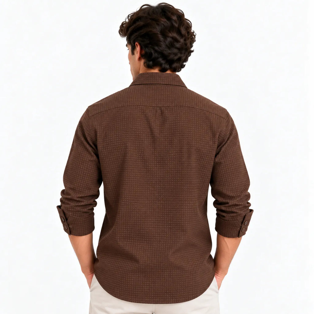 Brown Textured Modern Fit Shirt