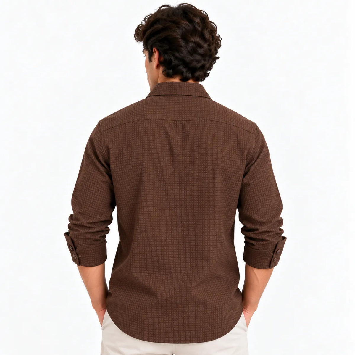 Brown Textured Modern Fit Shirt