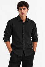 Black Textured Modern Fit Shirt