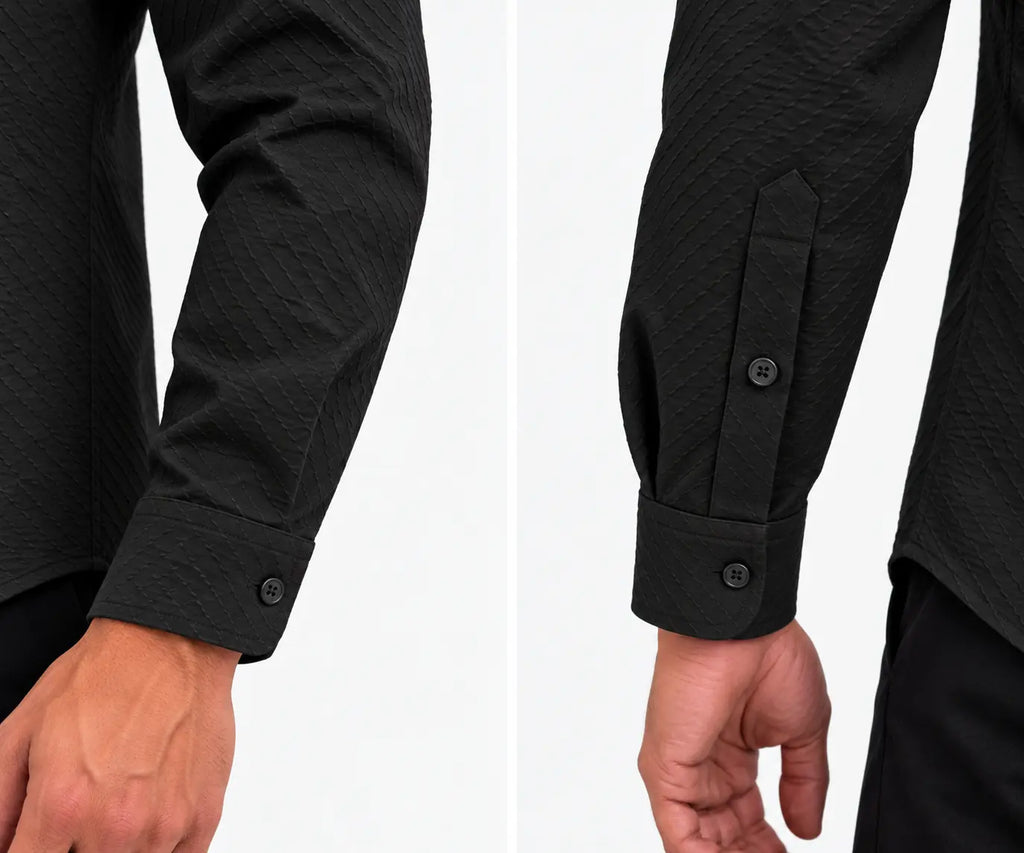 Black Textured Modern Fit Shirt
