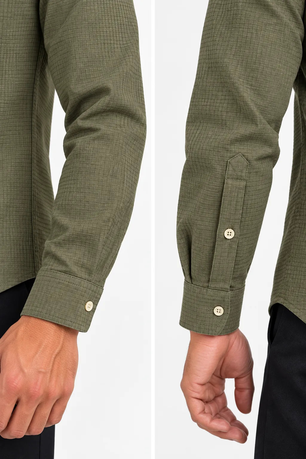 Olive Green Textured Modern Fit Shirt