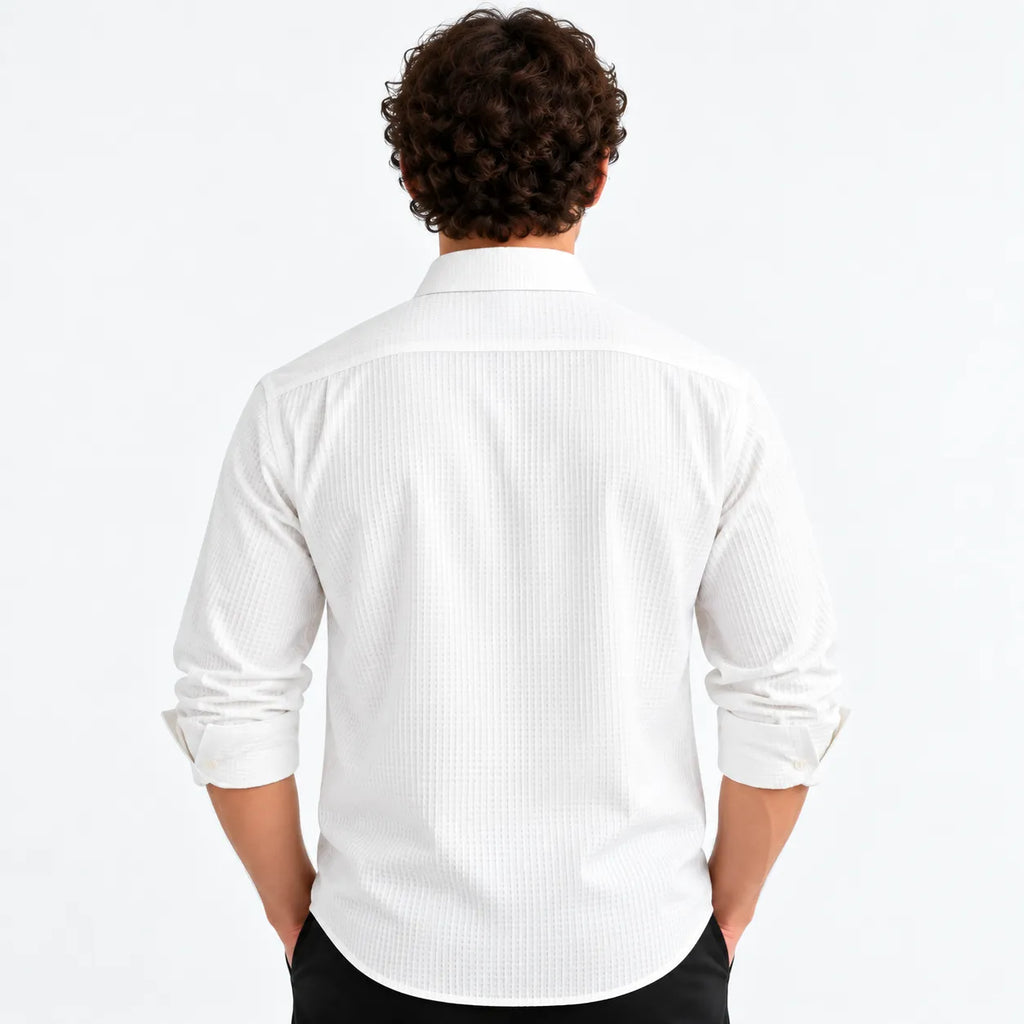 White Textured Shirt Sleeve