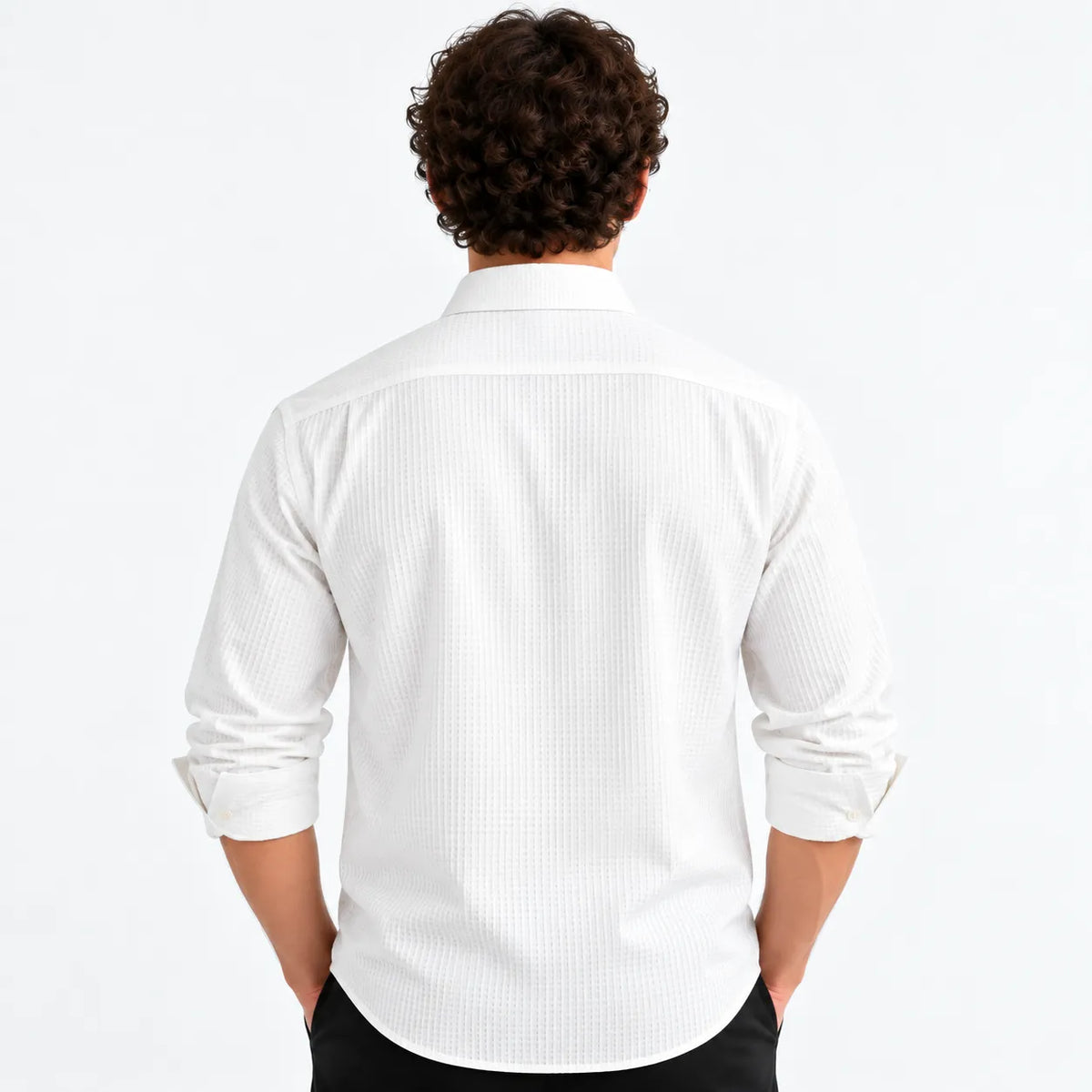 White Textured Shirt Sleeve