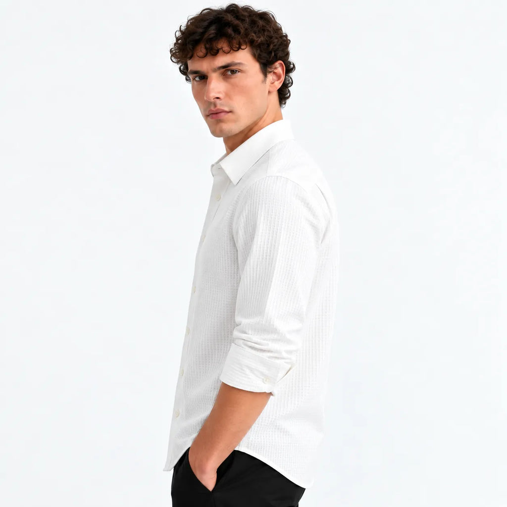 White Textured Shirt Sleeve