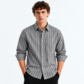 Grey Striped Modern Fit Shirt