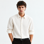Off-White Textured Modern Fit Shirt