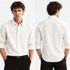 Off-White Textured Modern Fit Shirt