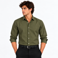 Olive Green Textured Modern Fit Shirt