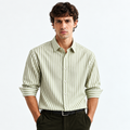 Sage Green Striped Modern Fit Shirt