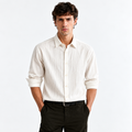 Men’s White Textured Full-Sleeve Shirt