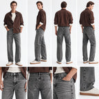 Grey Washed Straight-Fit Jeans