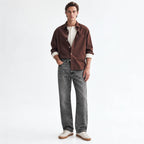 Grey Washed Straight-Fit Jeans